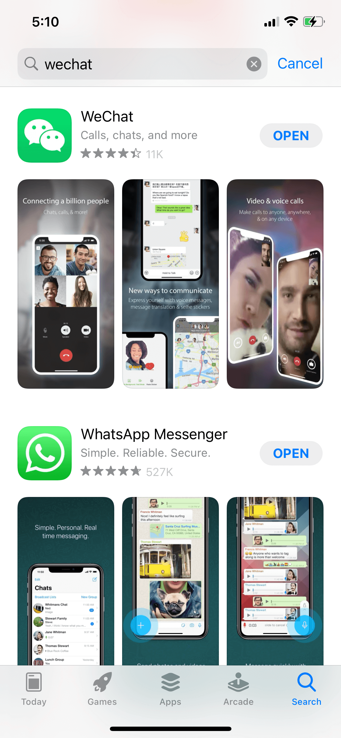 WeChat in app store